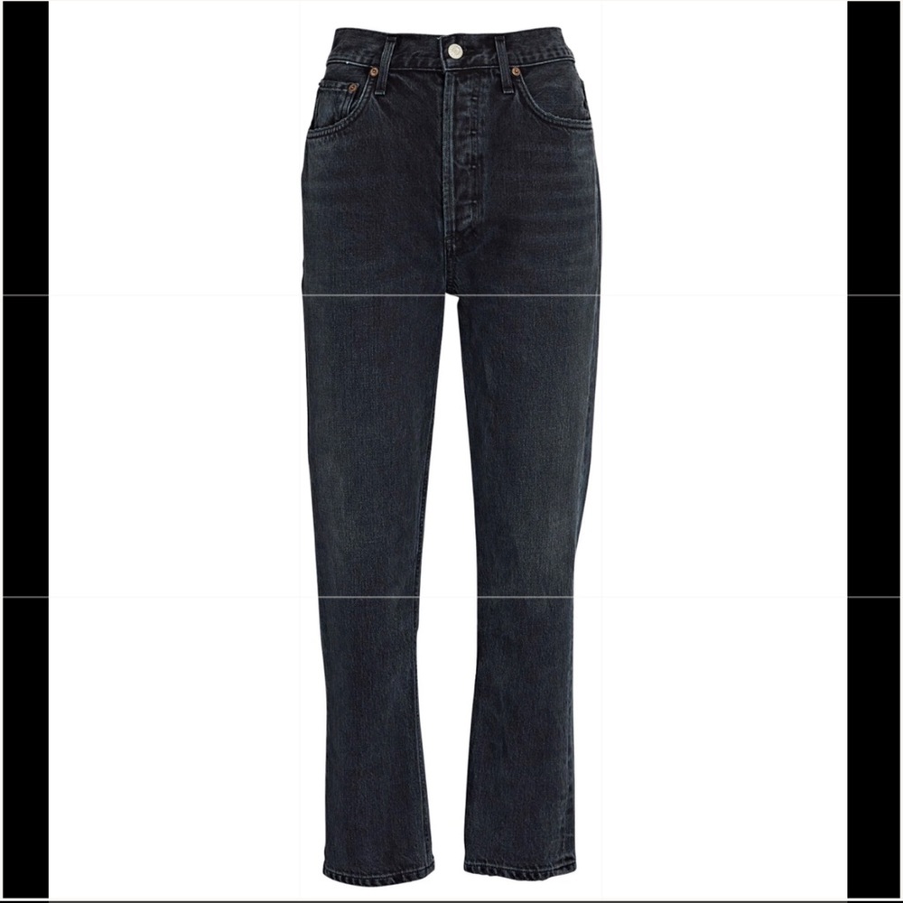 Agolde Riley High Rise Cropped Jean Black size 25